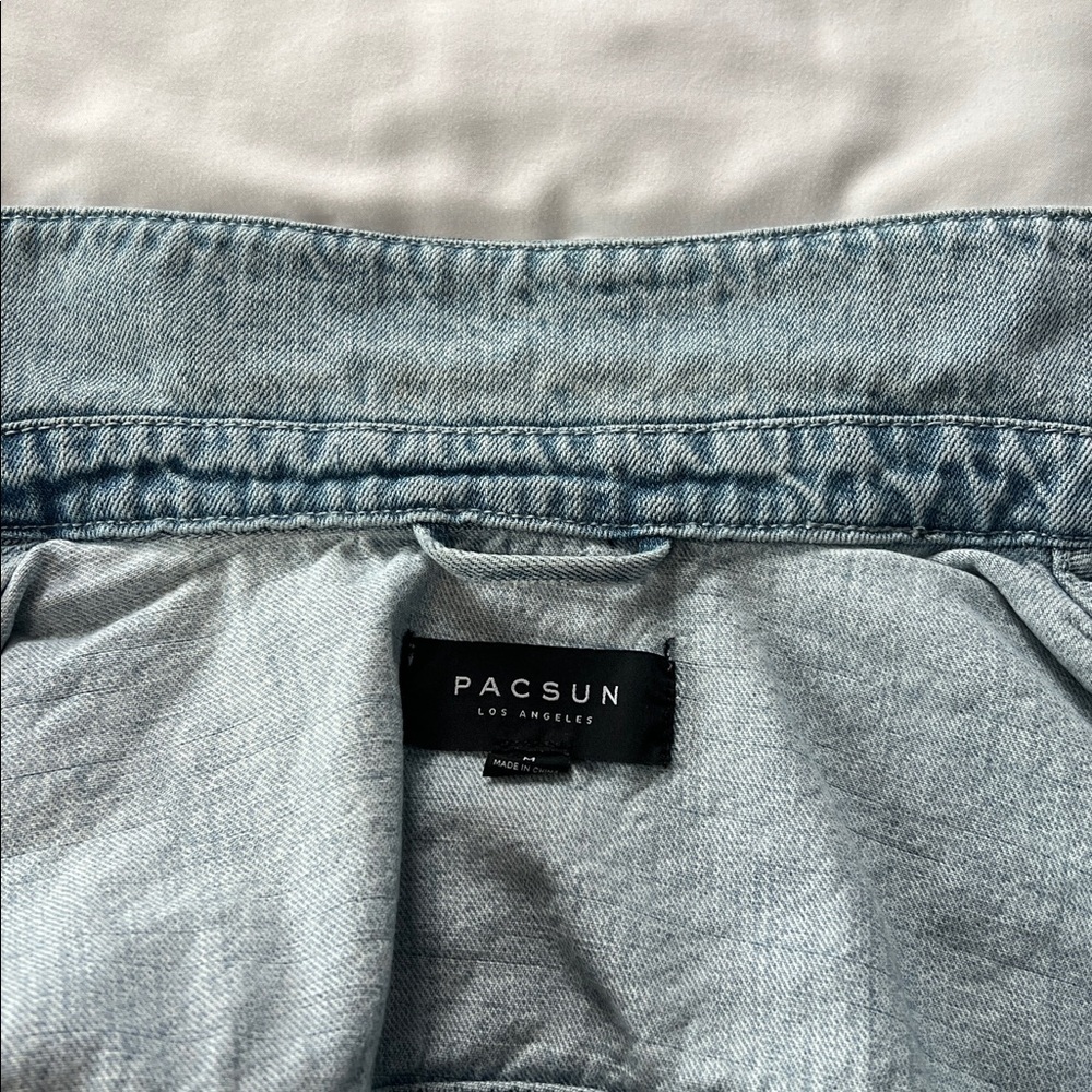 Pacsun Distressed Light Wash Denim Jacket - Picture 3 of 6